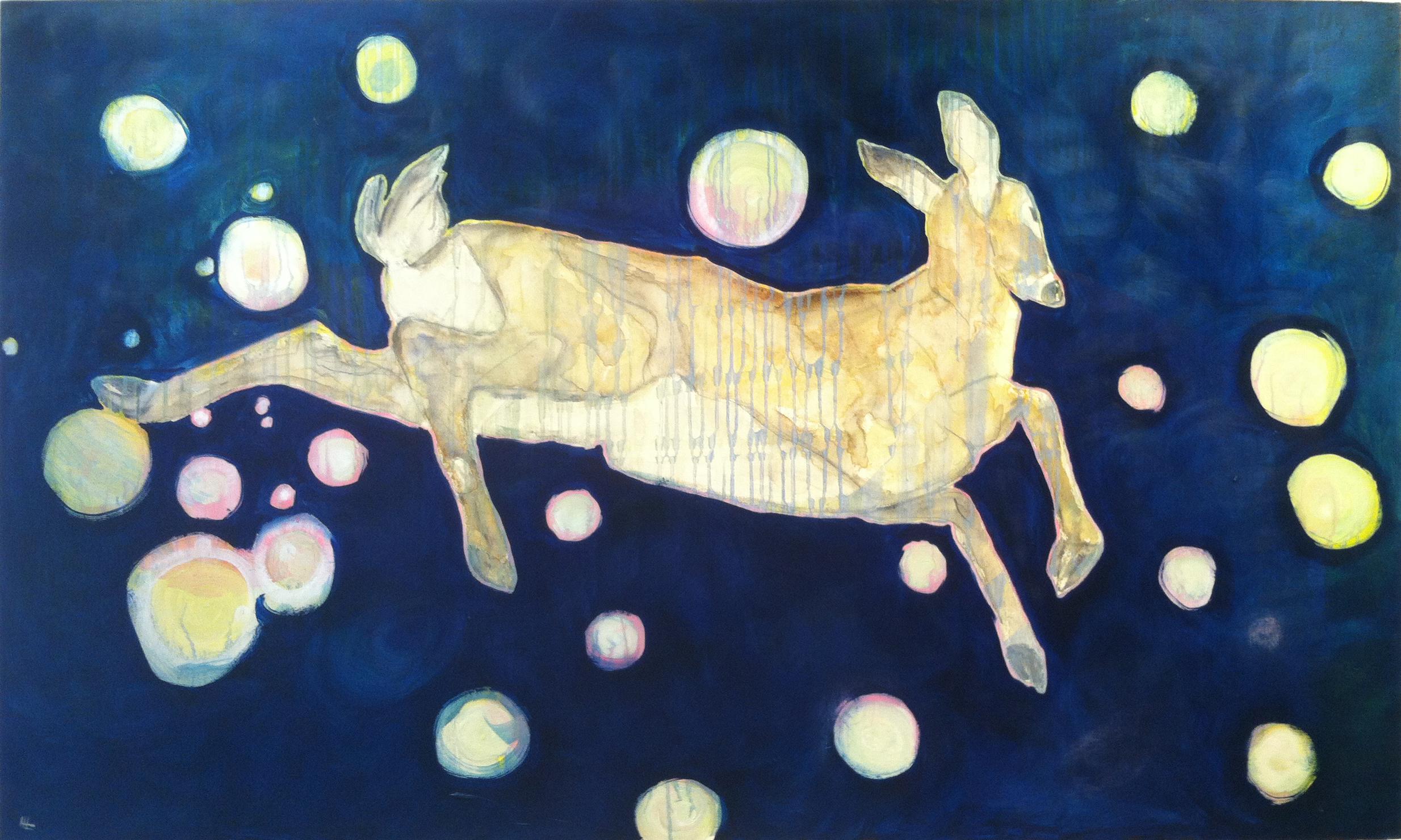 Todd Horton Abstract Painting - A Deer Follows Down From his Natural Home in the Stars