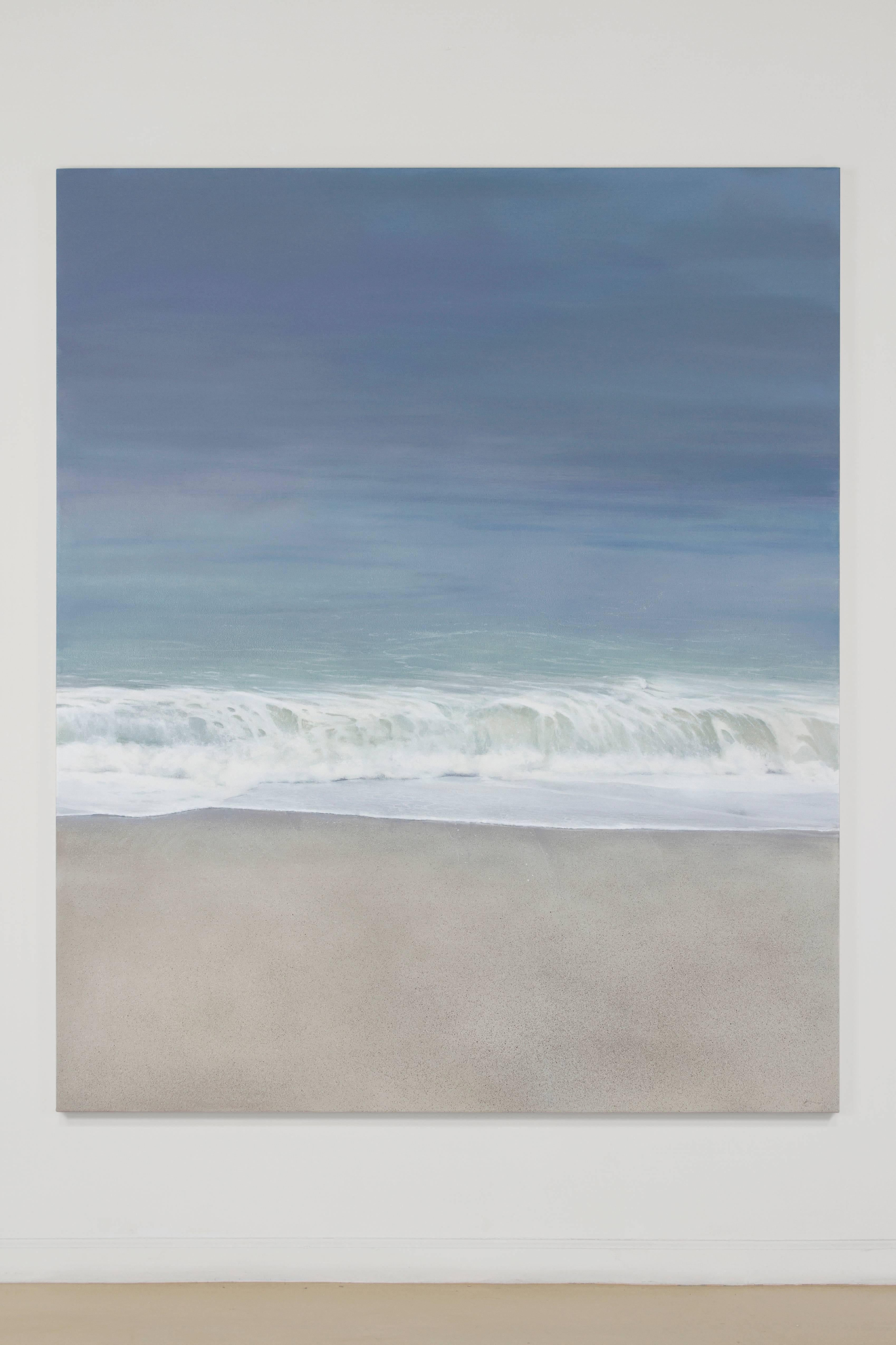 AMBIENT SURF, waves, beach, coastline, sand, muted colors, photo-realism - Painting by Todd Kenyon