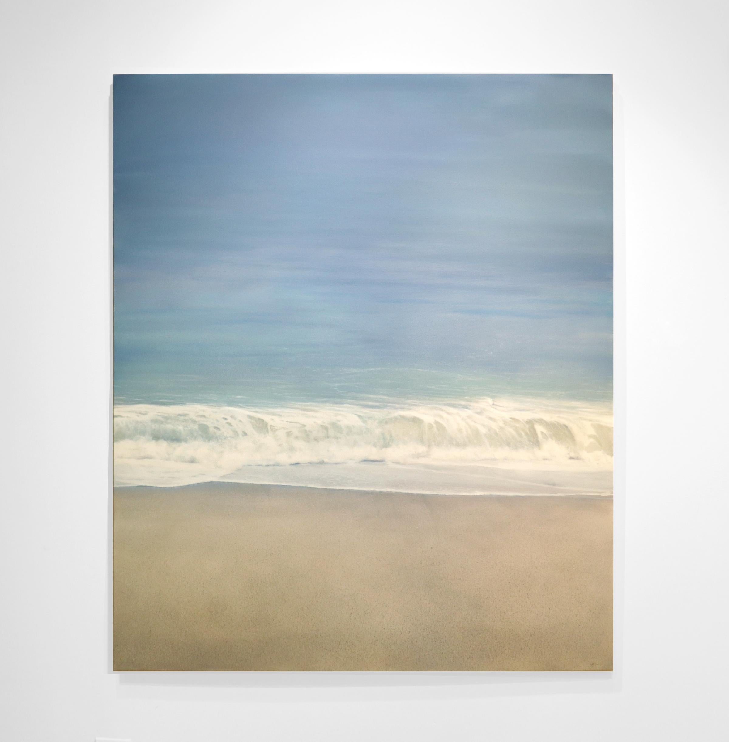 AMBIENT SURF, waves, beach, coastline, sand, muted colors, photo-realism - Contemporary Painting by Todd Kenyon