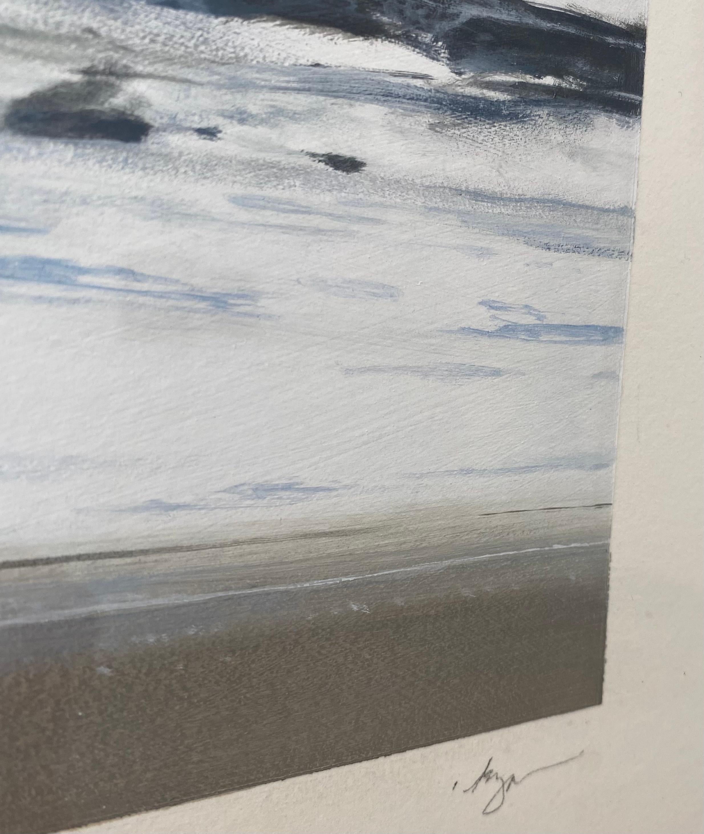Photorealistic Ocean Study Oil on gessoed paper, Montauk by Todd Kenyon For Sale 2
