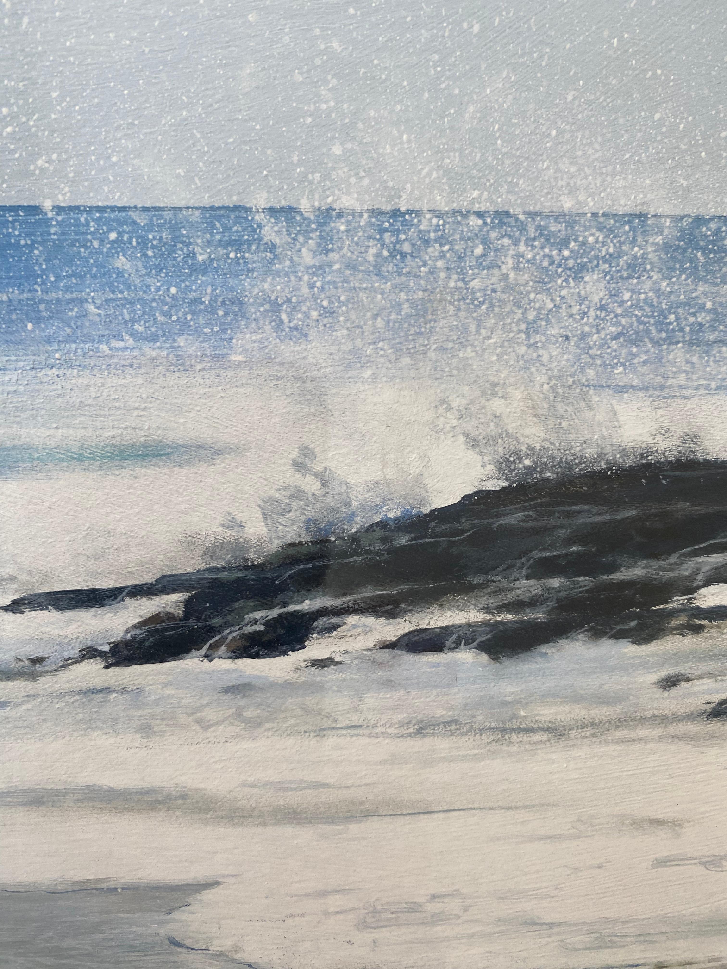 Photorealistic Ocean Study Oil on gessoed paper, Montauk by Todd Kenyon For Sale 3
