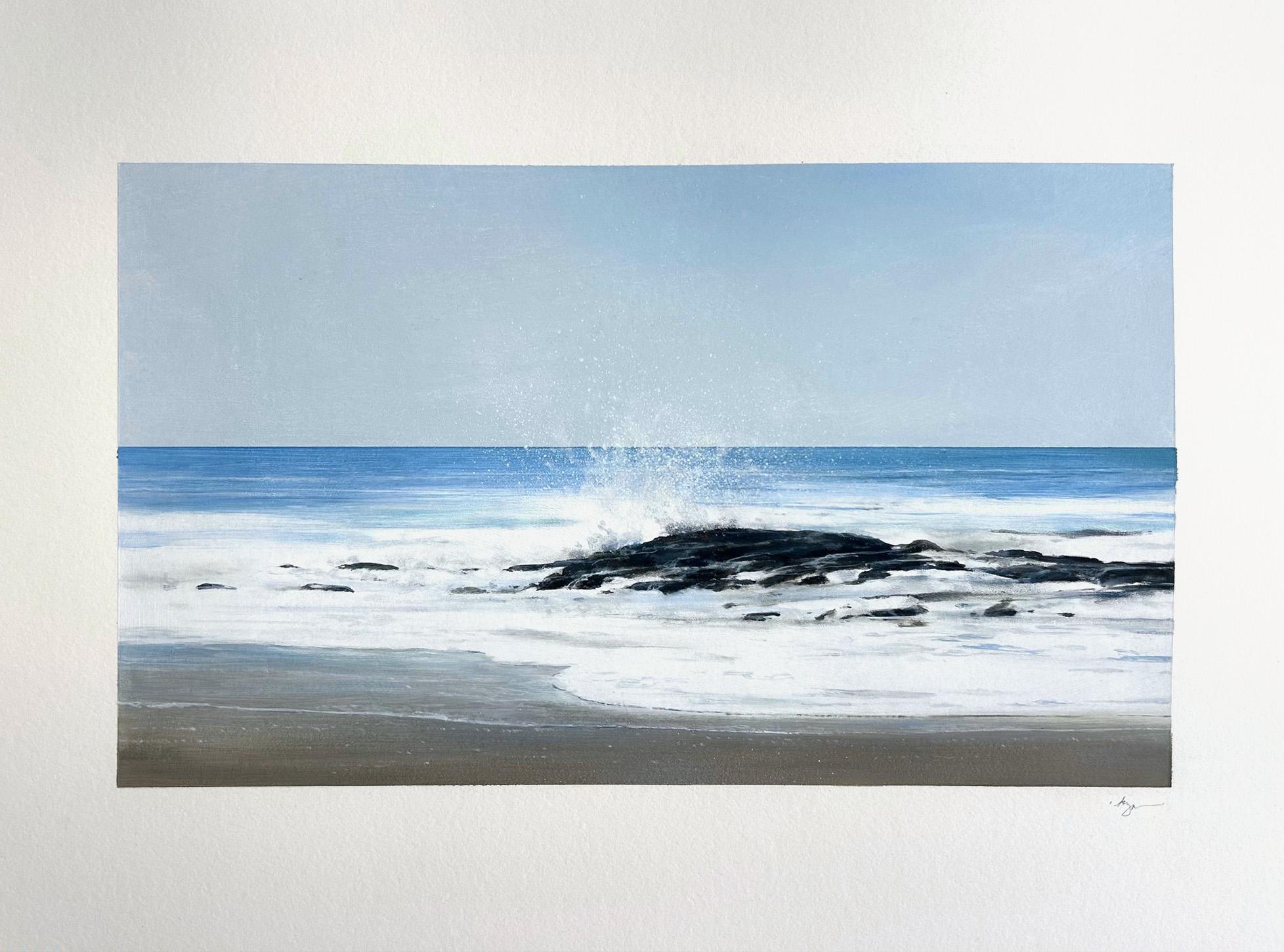 Estudio fotorrealista del océano Óleo sobre papel satinado, Montauk por Todd Kenyon