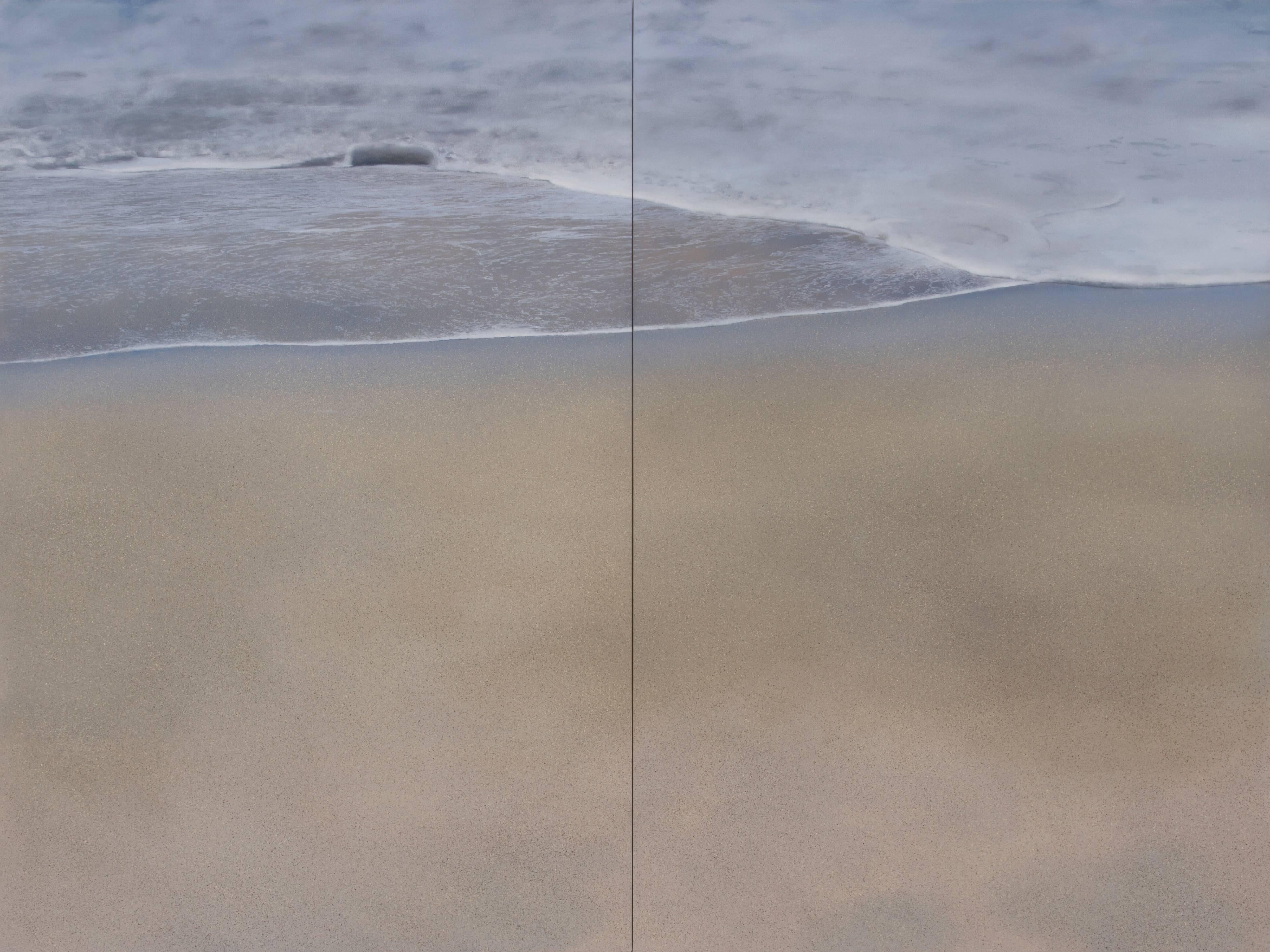 Todd Kenyon Landscape Painting - VIRGIN SANDS (DIPTYCH), photo-realism, sands, ocean, white waves