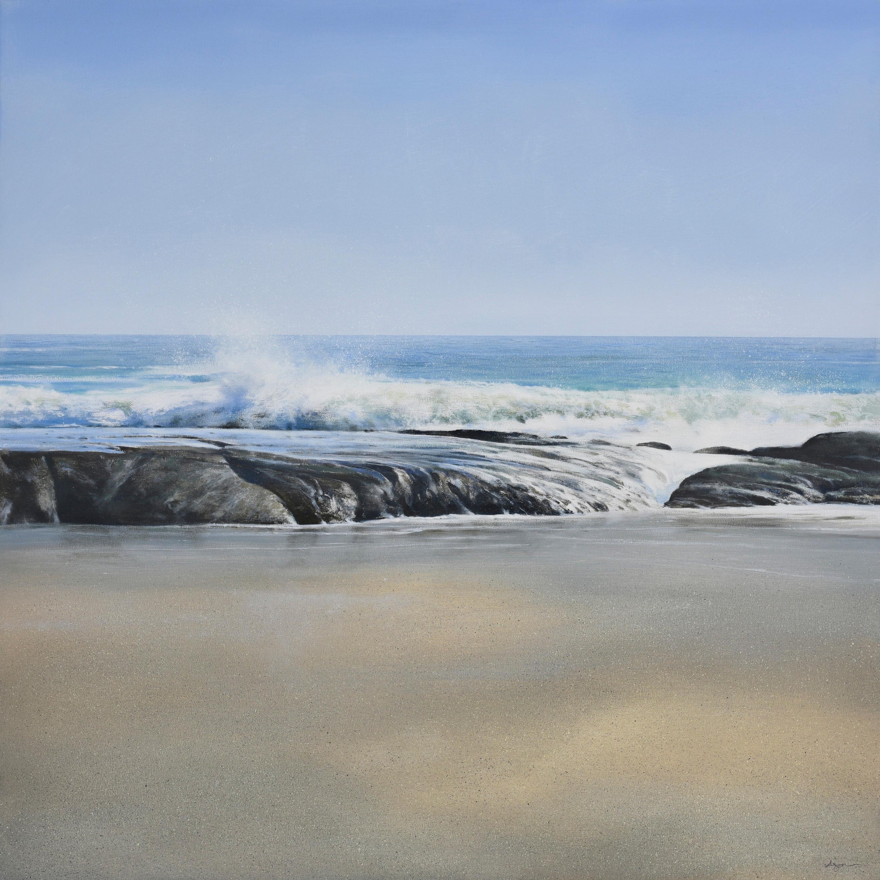 30 x 30 inches   Giclee print on canvas from an original oil painting.
 (Edition 1 of 500) 

Todd Kenyon conjures the carefree exuberance of a perfect day spent on a deserted beach. Kenyon's unfettered paintings balance air, water, earth with