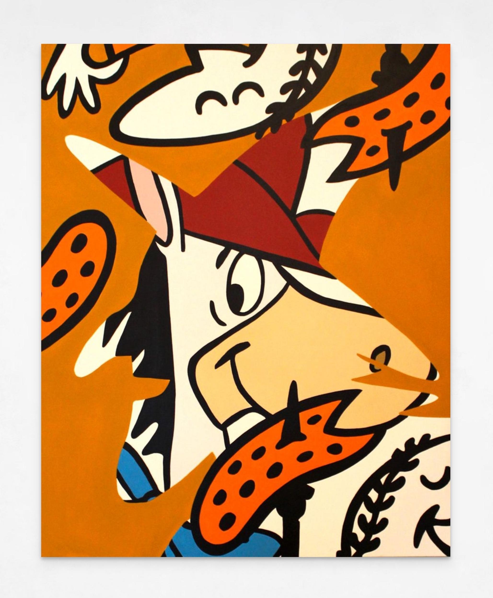 The Horse's Mouth (La bouche du cheval) - Orange Abstract Painting par Todd Lambeth