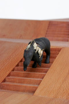 I Hope He Knows the Way Home, Original Contemporary Narrative Wooden Sculpture