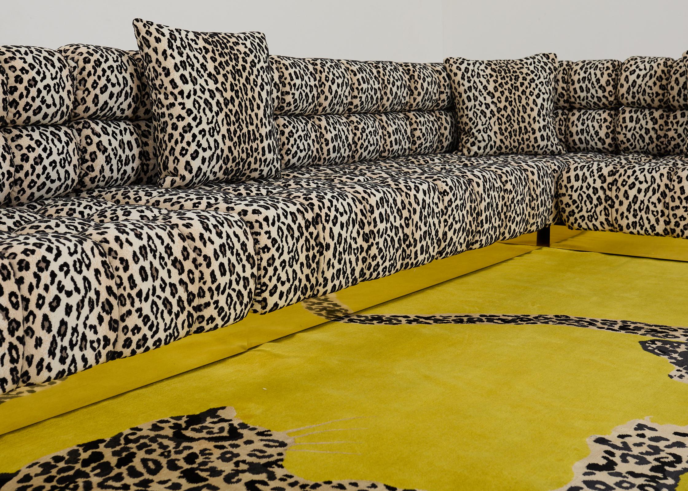Todd Merrill Custom Sectional Sofa with Schumacher Snow Leopard For Sale 6