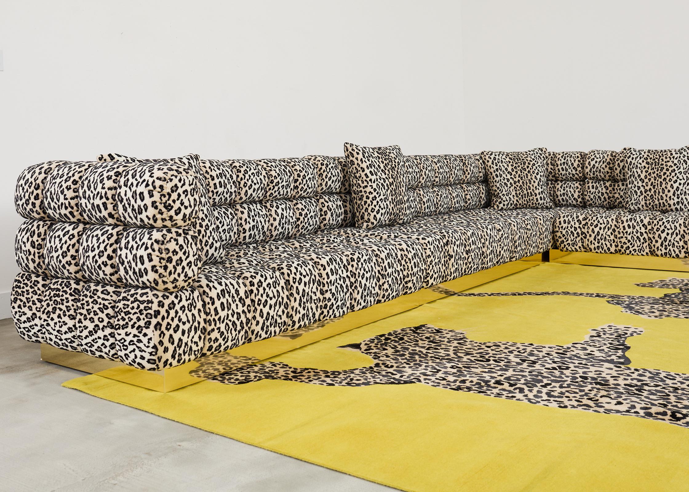 American Todd Merrill Custom Sectional Sofa with Schumacher Snow Leopard For Sale