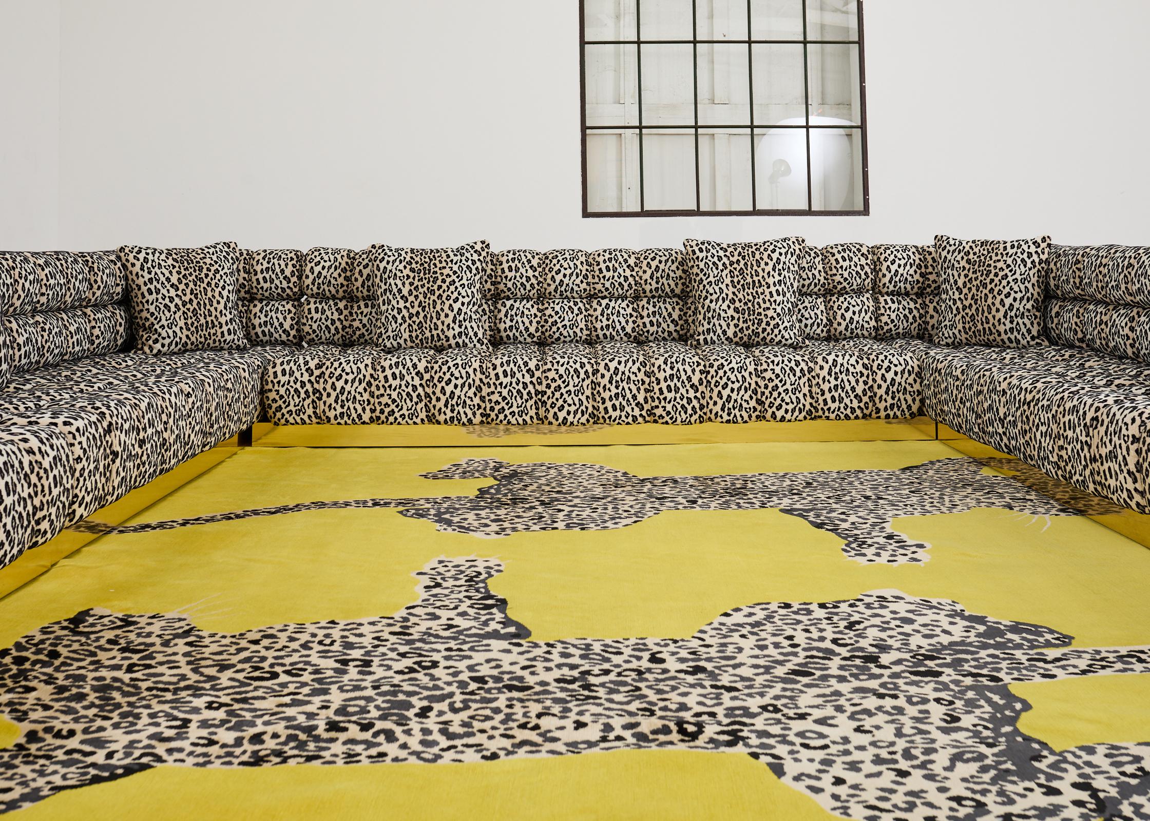 Hand-Crafted Todd Merrill Custom Sectional Sofa with Schumacher Snow Leopard For Sale