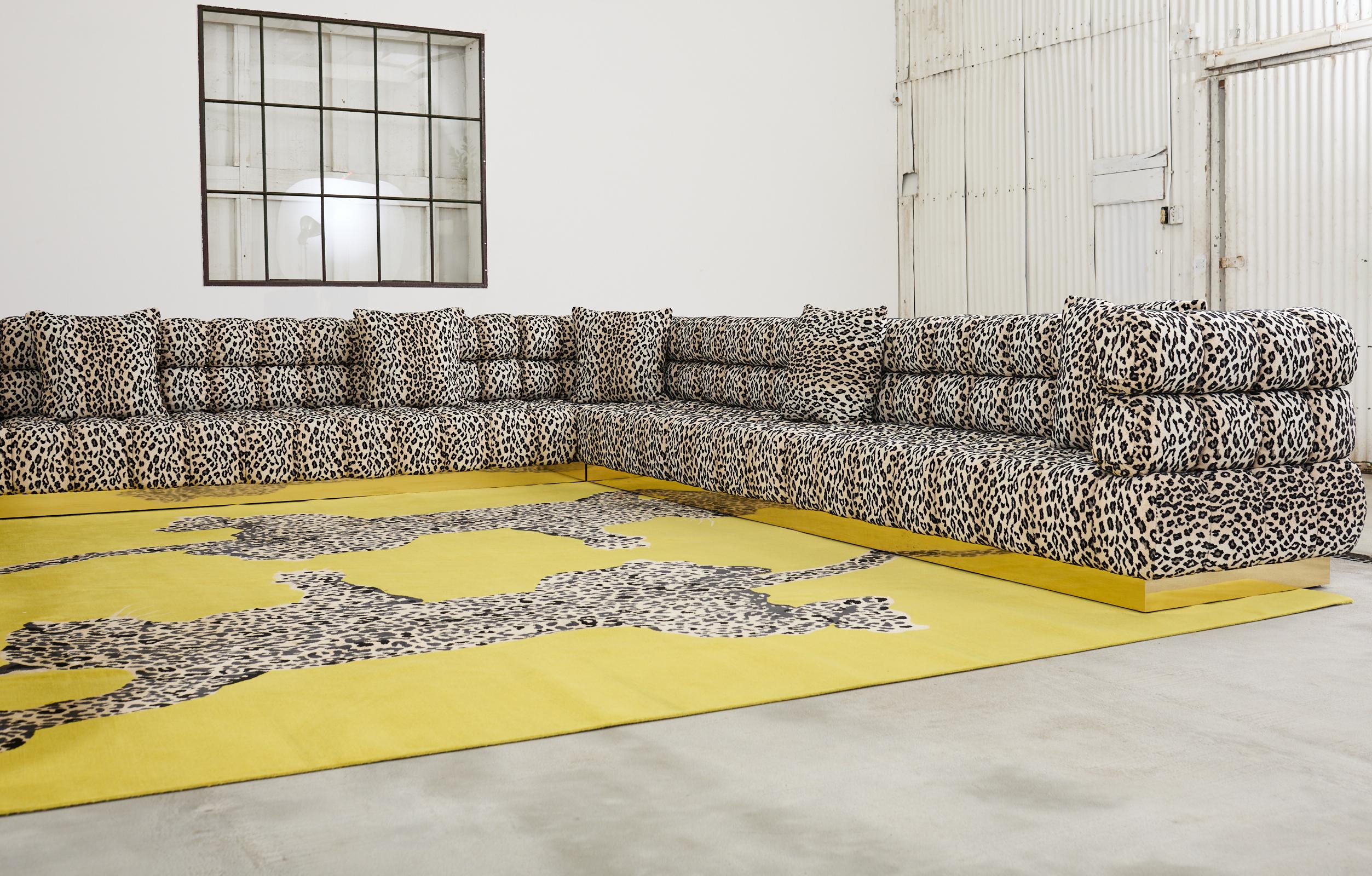 Todd Merrill Custom Sectional Sofa with Schumacher Snow Leopard In Good Condition For Sale In Rio Vista, CA