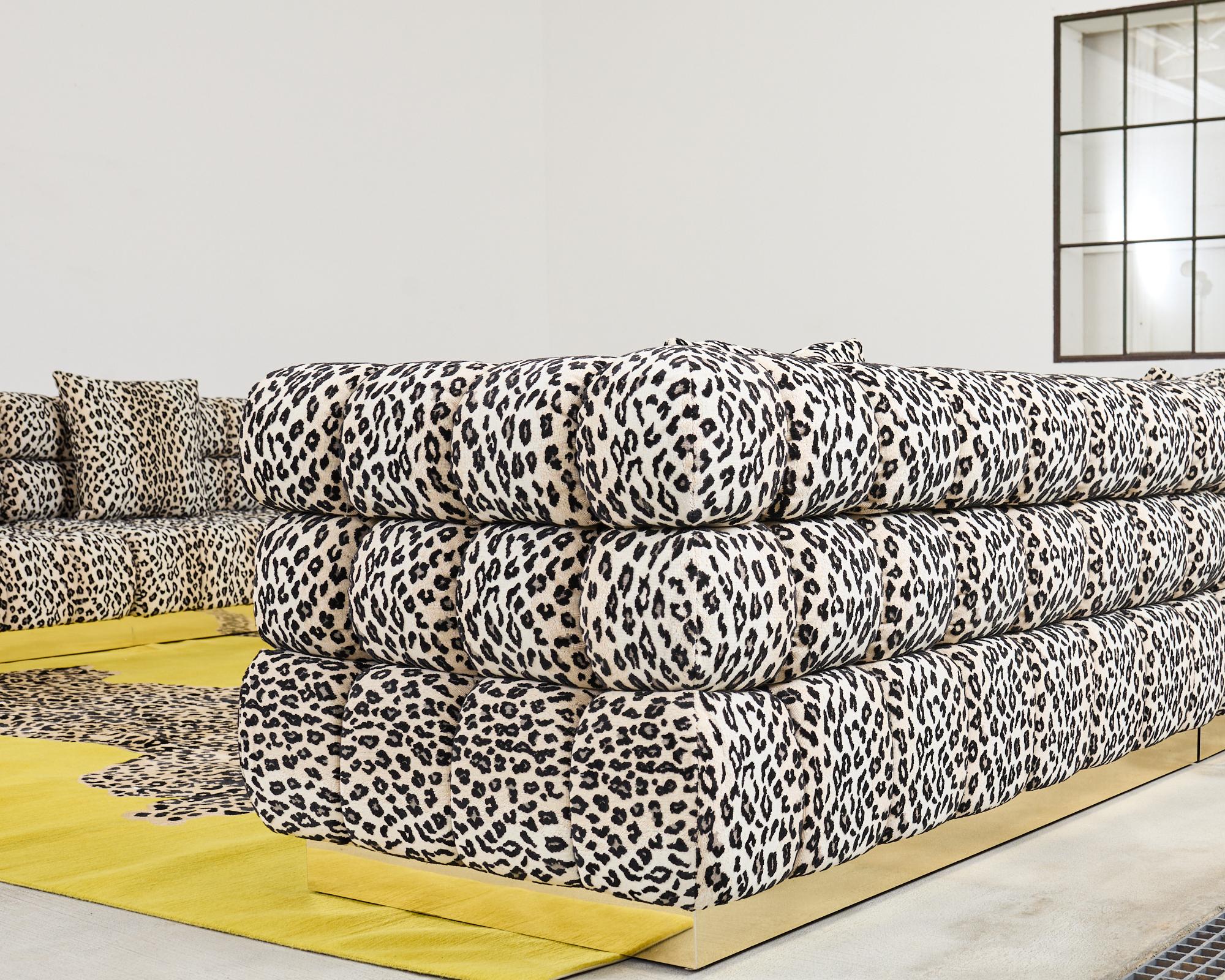 Contemporary Todd Merrill Custom Sectional Sofa with Schumacher Snow Leopard For Sale