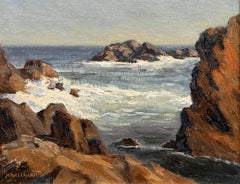 Plein Air painting of surf and rocks done in Gloucester, Mass at Bass Rocks