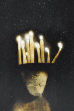 Todd Murphy Untitled Mixed Media Painting American Artist "Man With Candles"