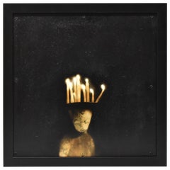 Todd Murphy Untitled Mixed Media Painting American Artist "Man With Candles"