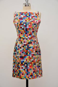 Todd Oldham 90s "Rubik's Cube" Print Runway  Dress Ensemble