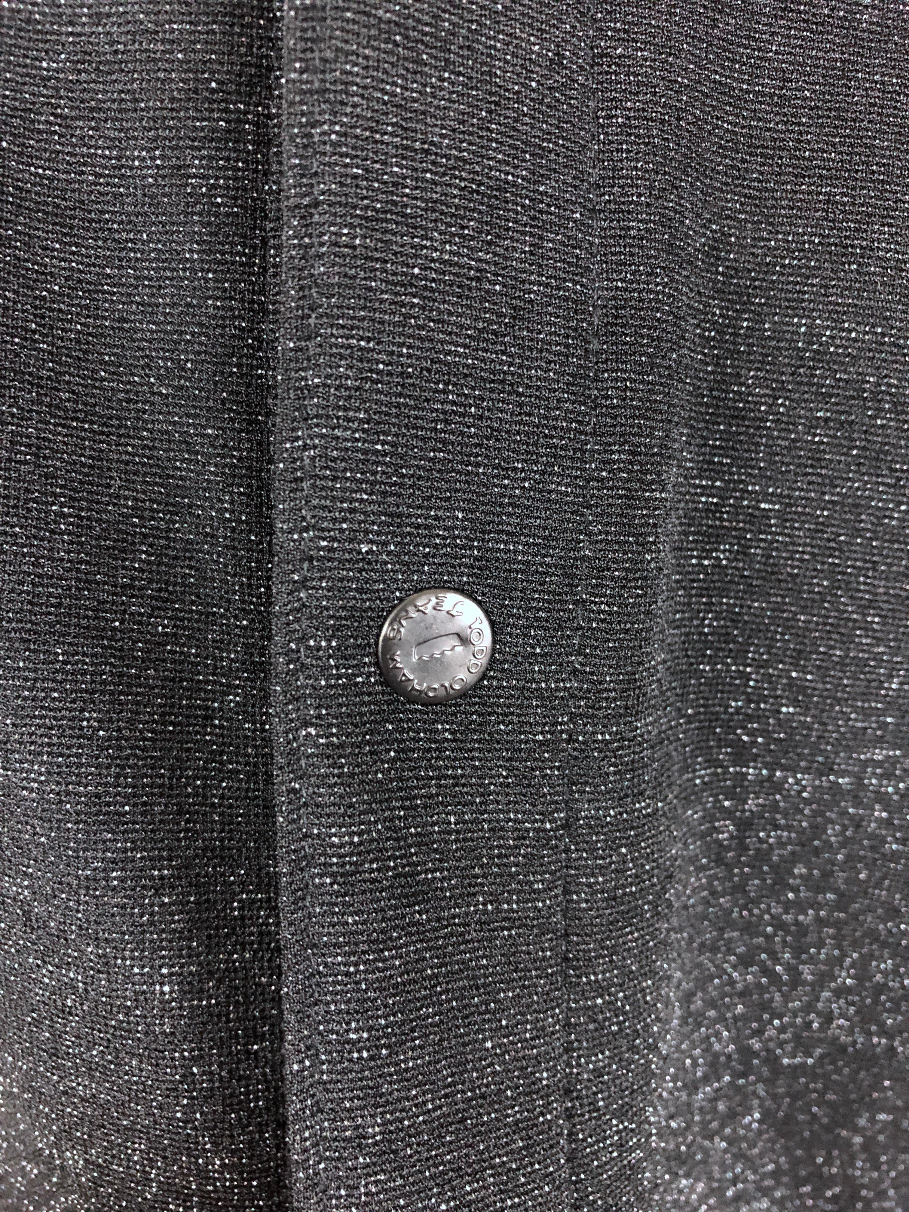 Todd Oldham Black Lurex Men's Button Up, c. 90's, Size M For Sale 3
