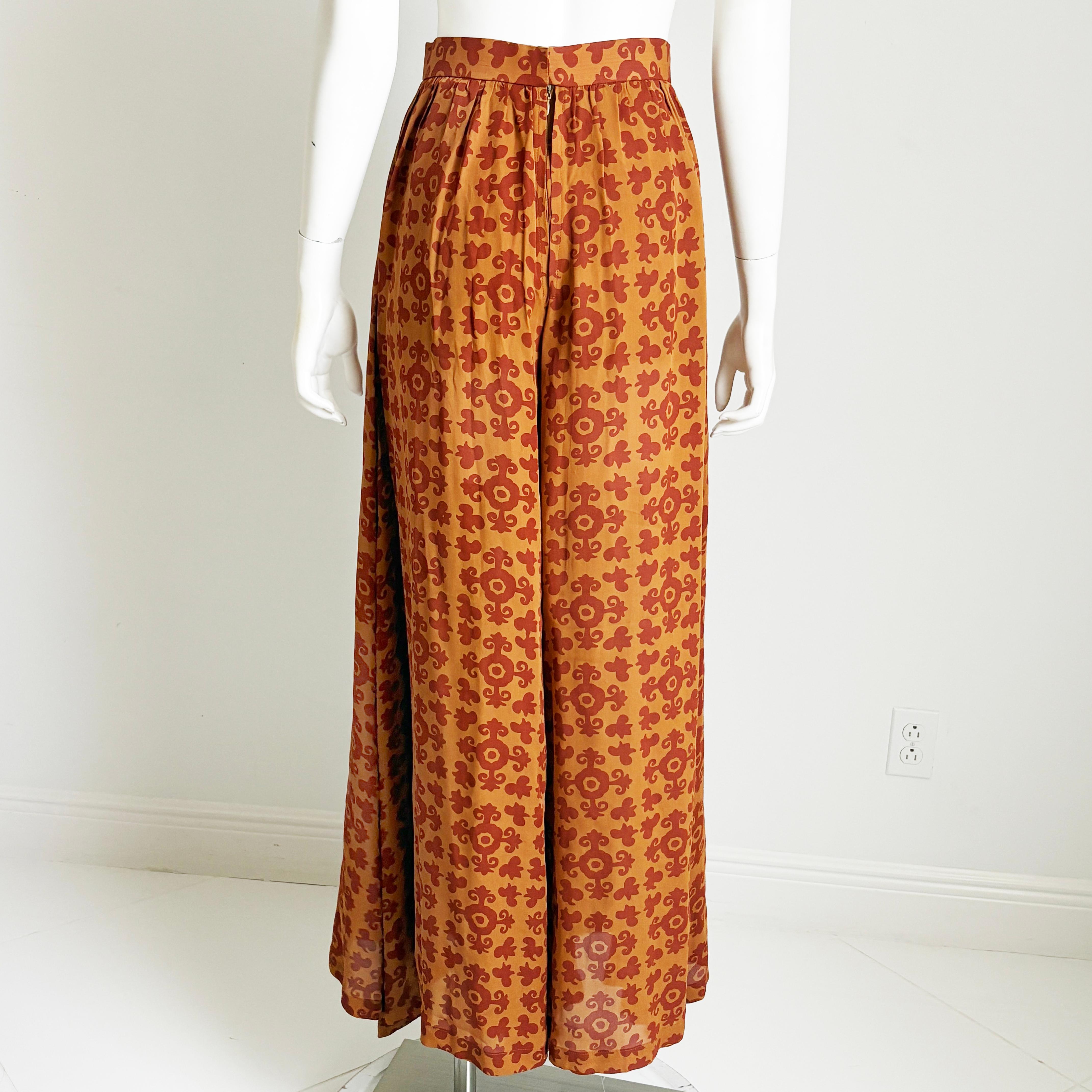 Todd Oldham Pantaloni di seta Palazzo a gamba larga stile Suzani Stampa Vintage anni '90 S in vendita 3