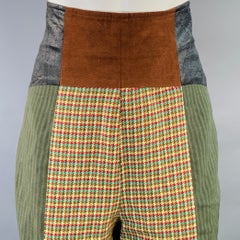 TODD OLDHAM Size 6 Multi Color Wool Blend Patchwork Tapered Casual Pants