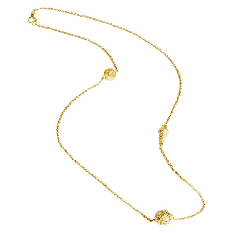 Todd Reed 18 Karat Yellow Gold Necklace with Rose Cut Diamonds  For Sale