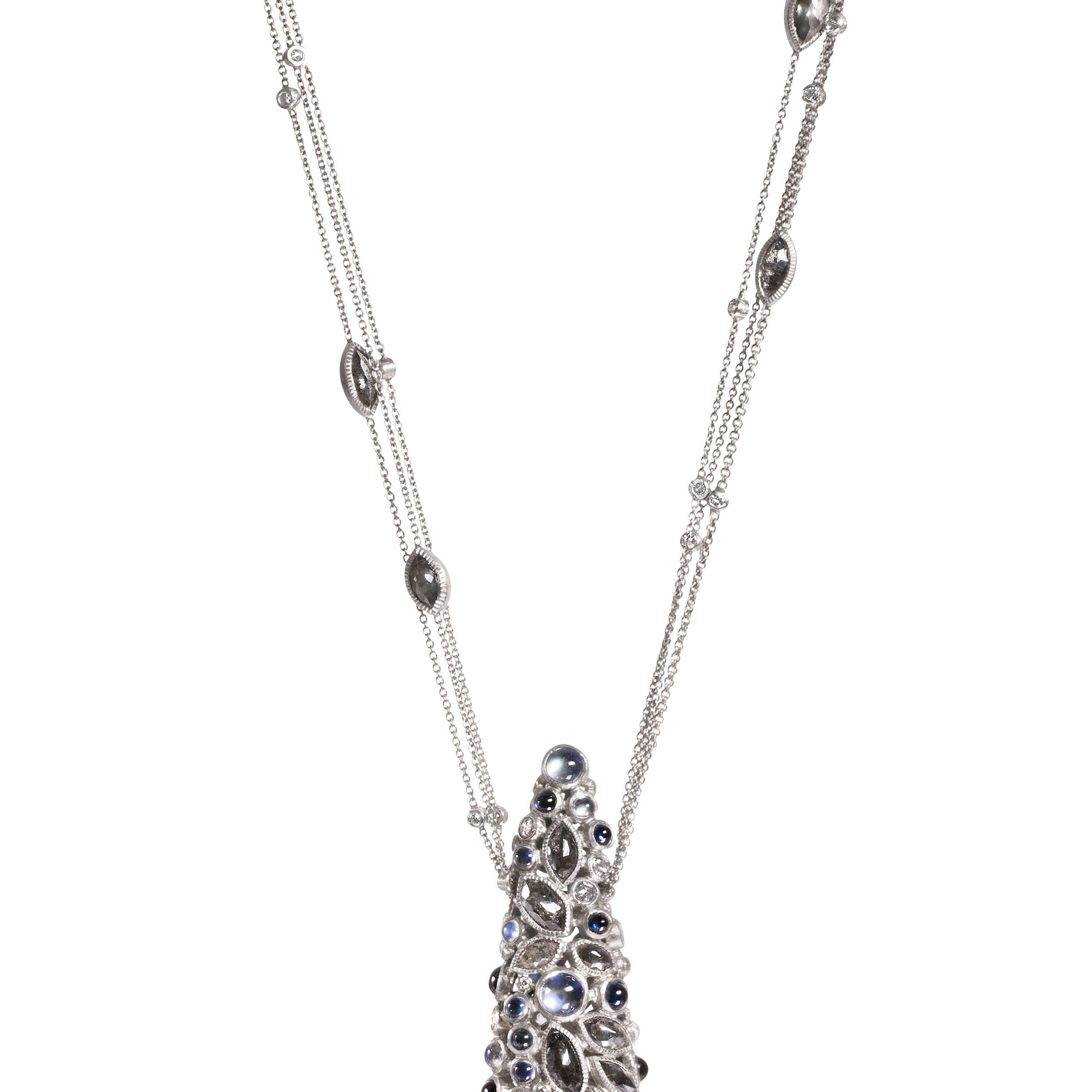 Todd Reed Award Winning Diamond Sapphire Moonstone Moldavite Buddha Necklace  3