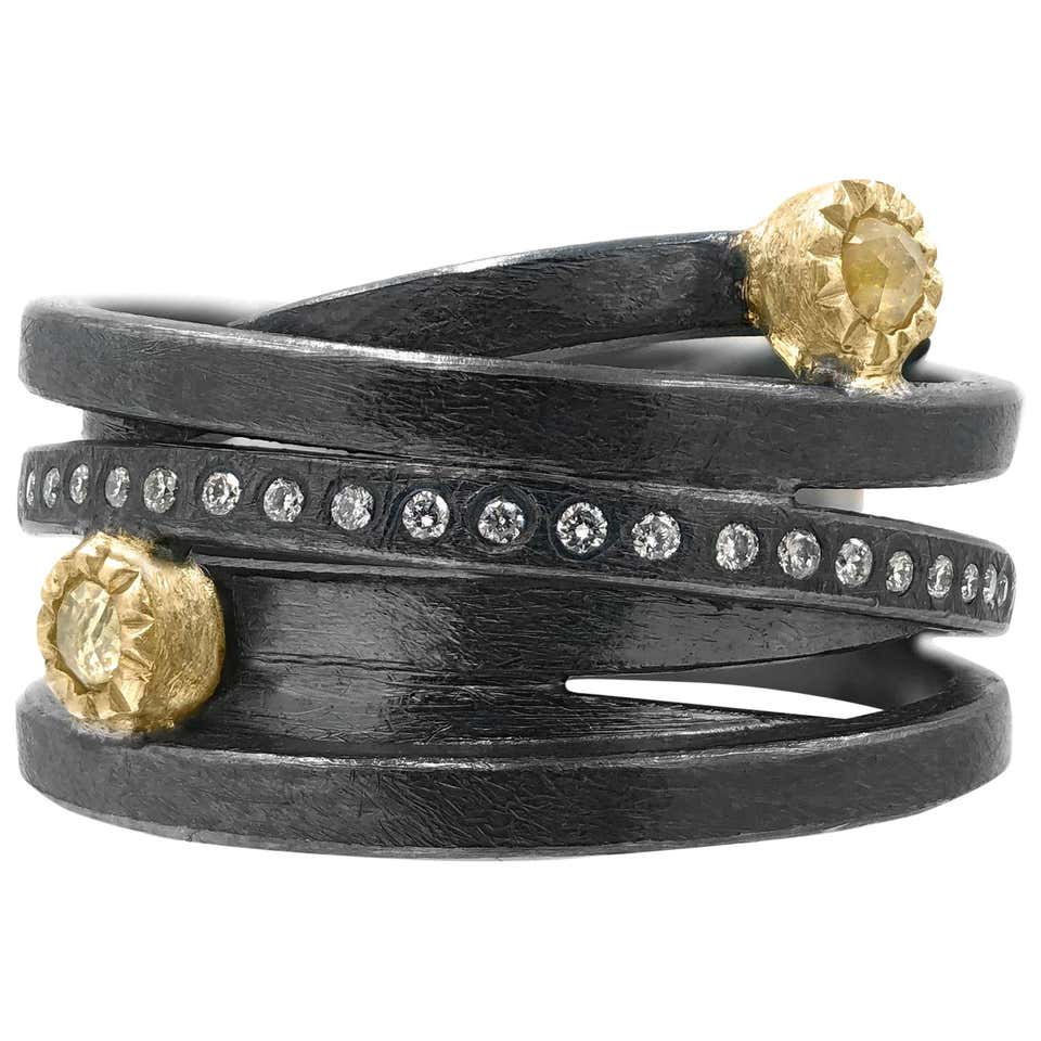 Todd Reed White Diamond Signature Gold Patina Silver Elemental Links ...