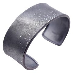 Todd Reed designed Flush Set Diamond Cuff Bracelet in Oxidized Sterling Silver