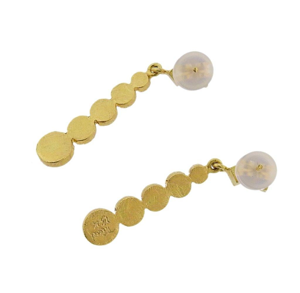 Todd Reed Gold Rough Diamond Drop Earrings In Excellent Condition In Lambertville, NJ