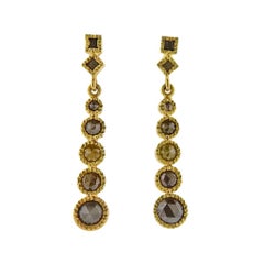 Todd Reed Gold Rough Diamond Drop Earrings