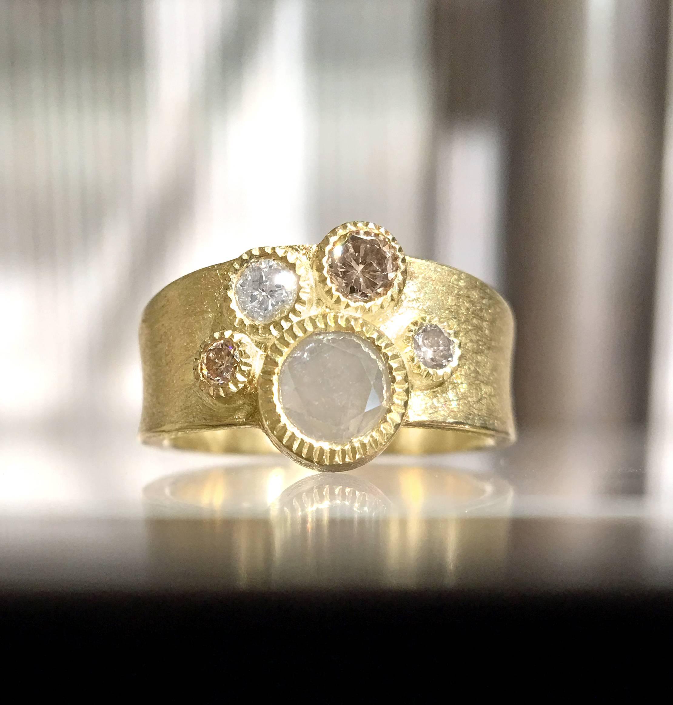 Artist Todd Reed Natural Brilliant Cut Five-Diamond Gold Band Ring