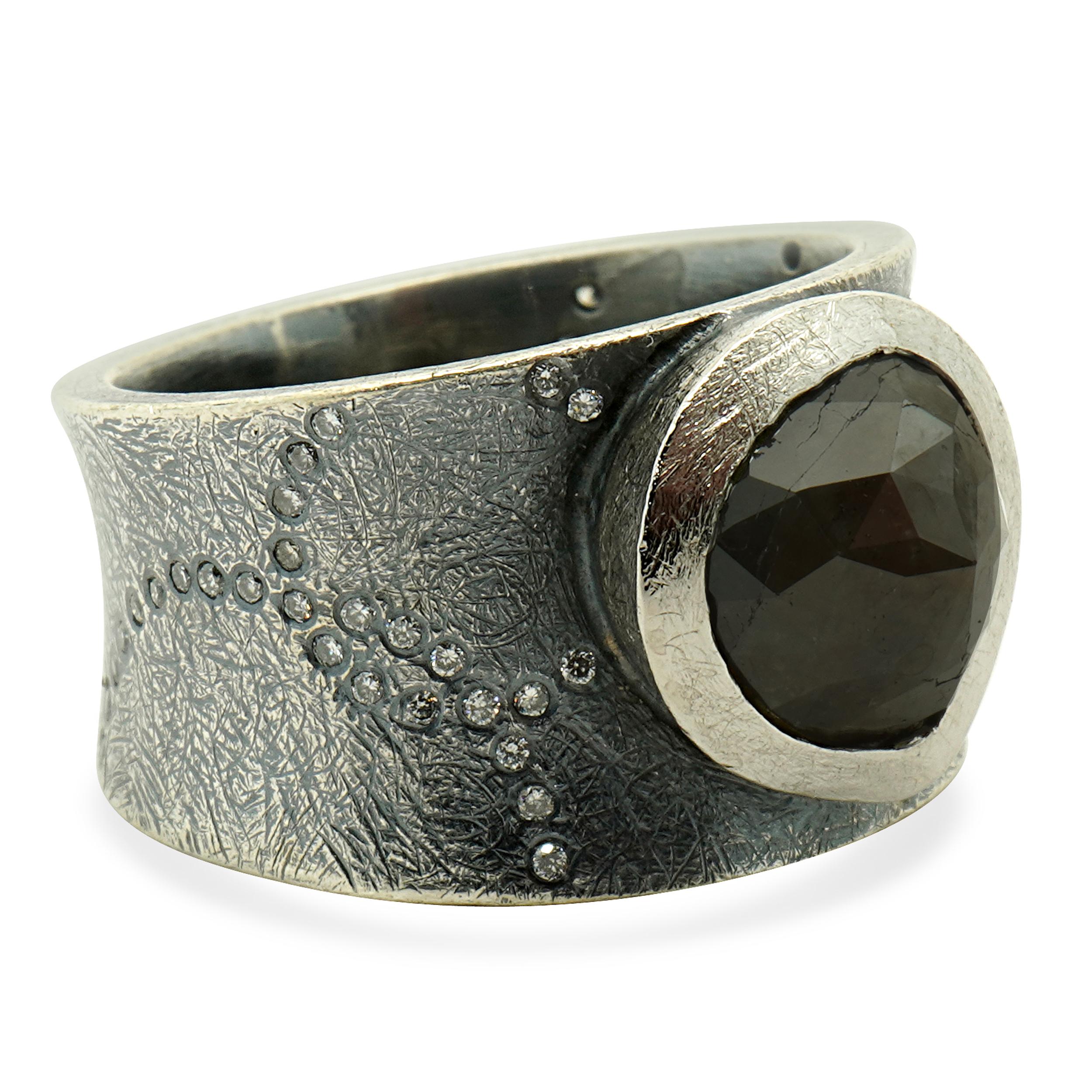 Todd Reed Palladium & Sterling Silver Rose Cut Diamond Ring In Excellent Condition For Sale In Scottsdale, AZ