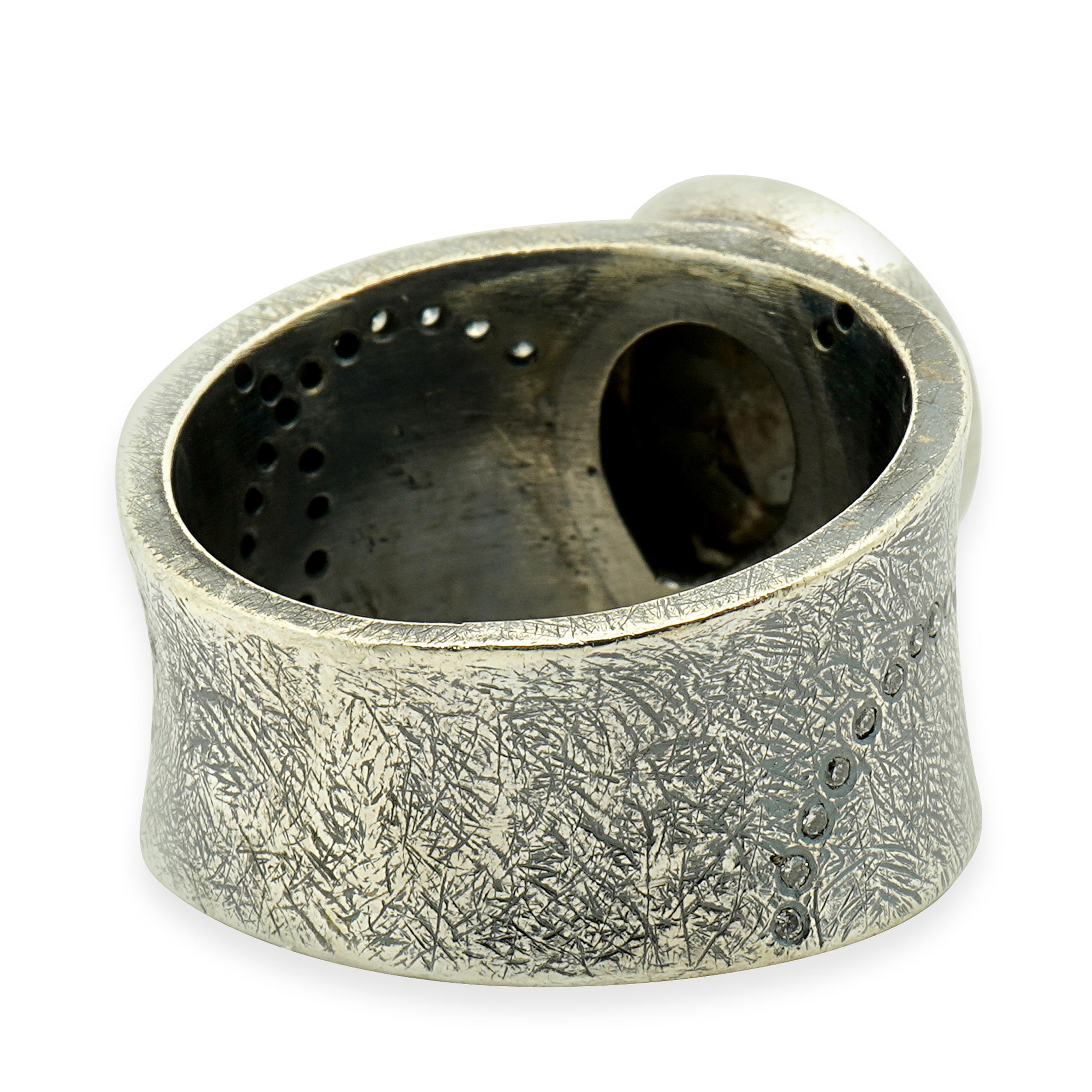Women's or Men's Todd Reed Palladium & Sterling Silver Rose Cut Diamond Ring For Sale