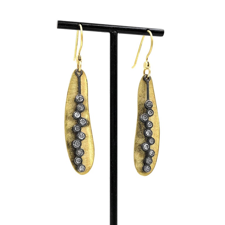 Todd Reed Shimmering Silver Diamond Gold Oxidized Silver Bubble Drop