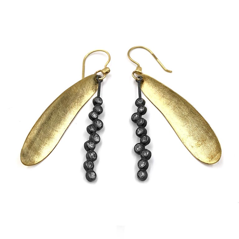 Todd Reed Shimmering Silver Diamond Gold Oxidized Silver Bubble Drop