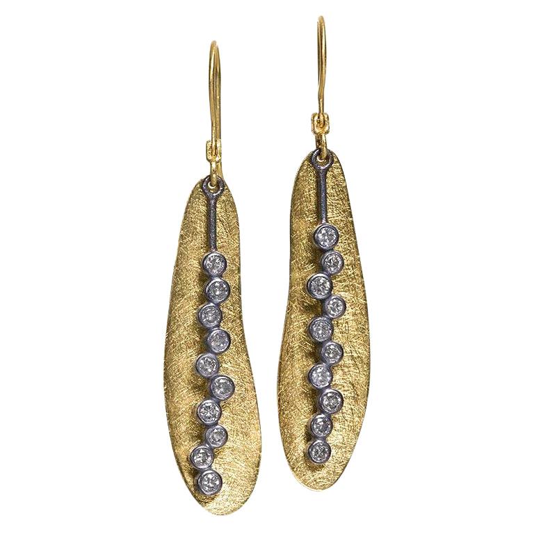 Todd Reed Shimmering Silver Diamond Gold Oxidized Silver Bubble Drop