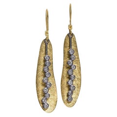 Todd Reed Shimmering Silver Diamond Gold Oxidized Silver Bubble Drop Earrings