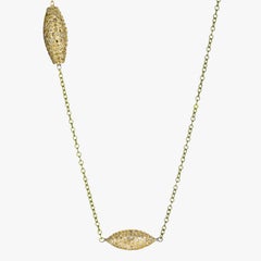 Todd Reed Station Chain Necklace with Brilliant Diamond in 18 Karat Yellow Gold
