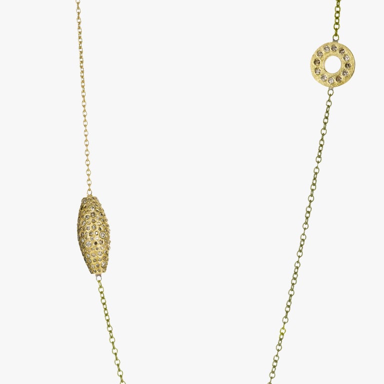 Todd Reed Station Chain Necklace with Brilliant Diamond in 18 Karat ...