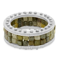 Todd Reed Sterling Silver & 18 Karat Yellow Gold Two Row Raw Cut Diamond Band