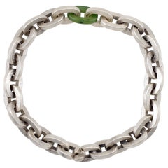 Todd Reed Sterling Silver Link Men's Bracelet with Green Jade