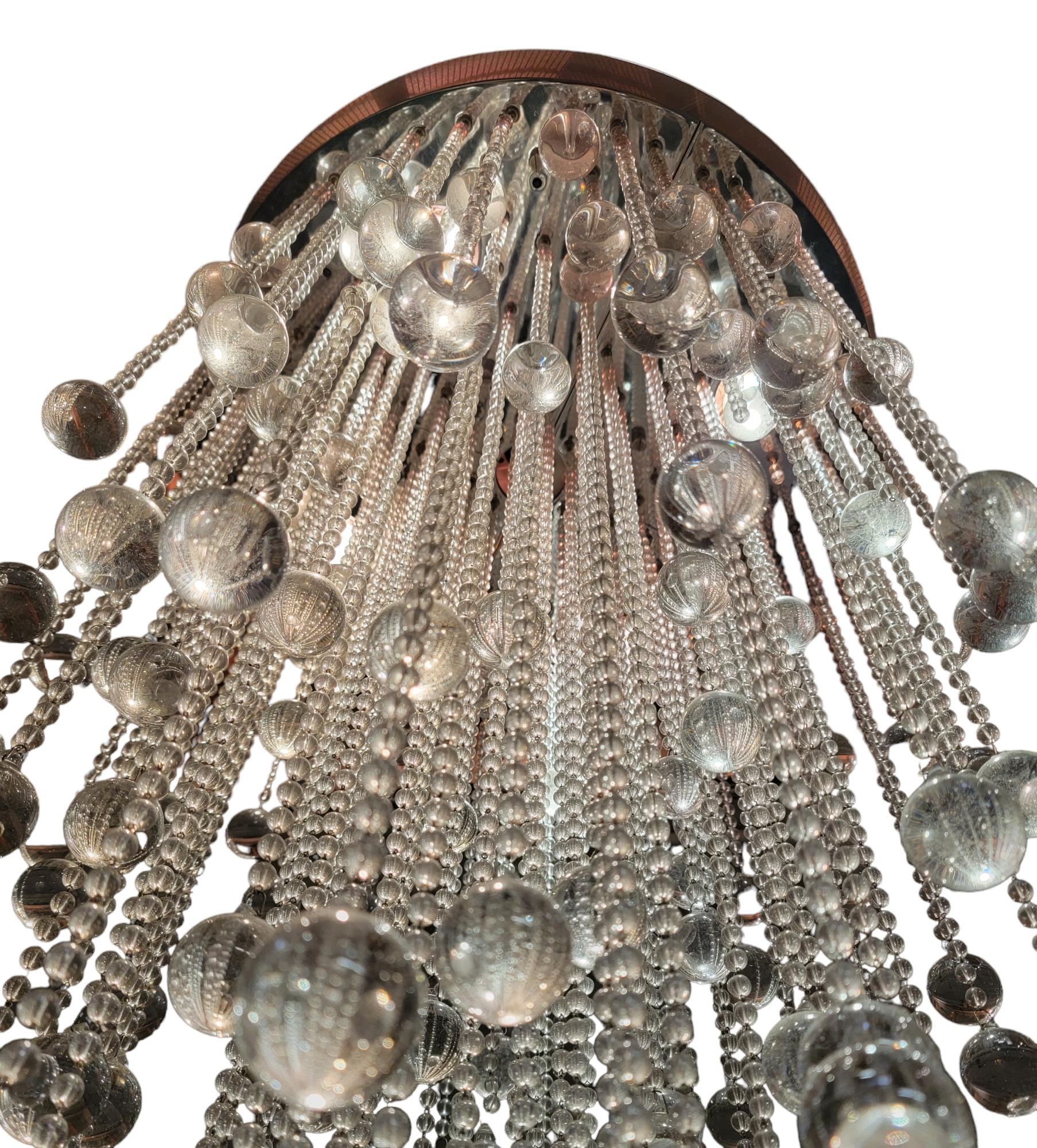 American Todd Rugee Modern Crystal Chandelier For Sale