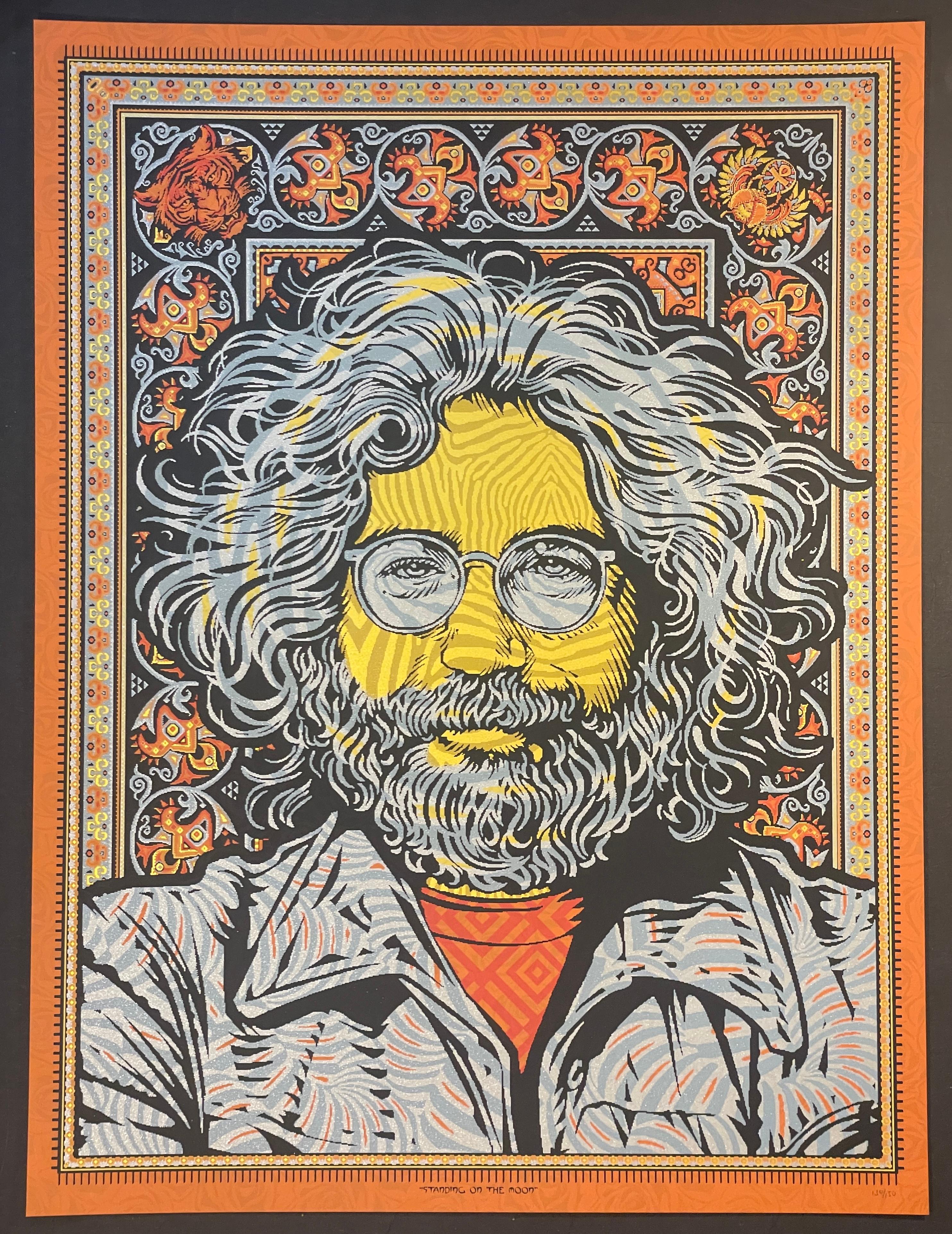 Jerry Garcia in piedi sulla luna Touch of Grey Variant di Todd Slater Rock Art