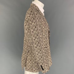TODD SNYDER Size 38 Regular Beige Brown Print Cotton Linen Sport Coat