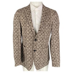 TODD SNYDER - Manteau de sport en coton et lin imprimé marron beige, taille régulière 38