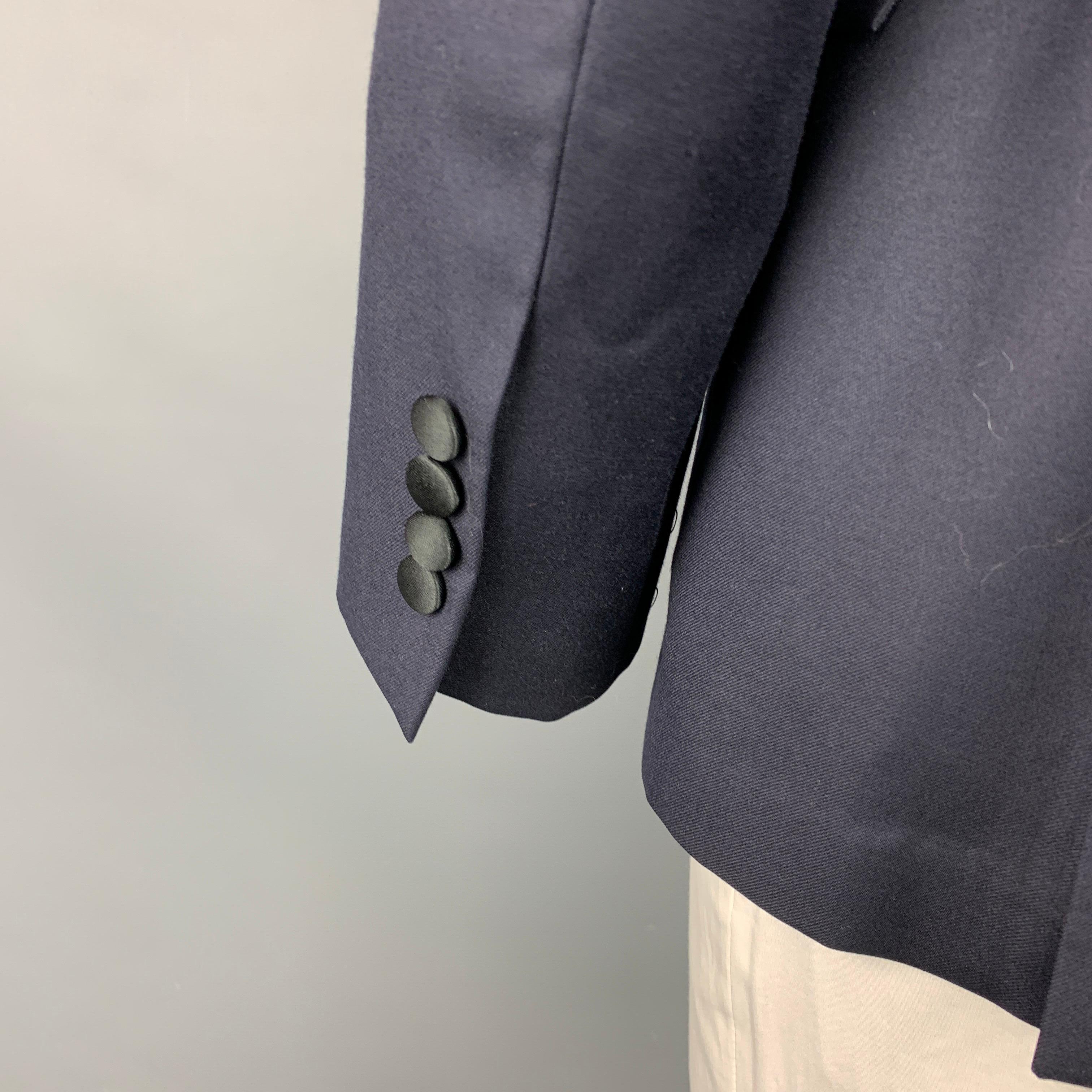 TODD SNYDER Size 42 Regular Navy & Black Wool Peak Lapel Sport Coat In Good Condition In San Francisco, CA