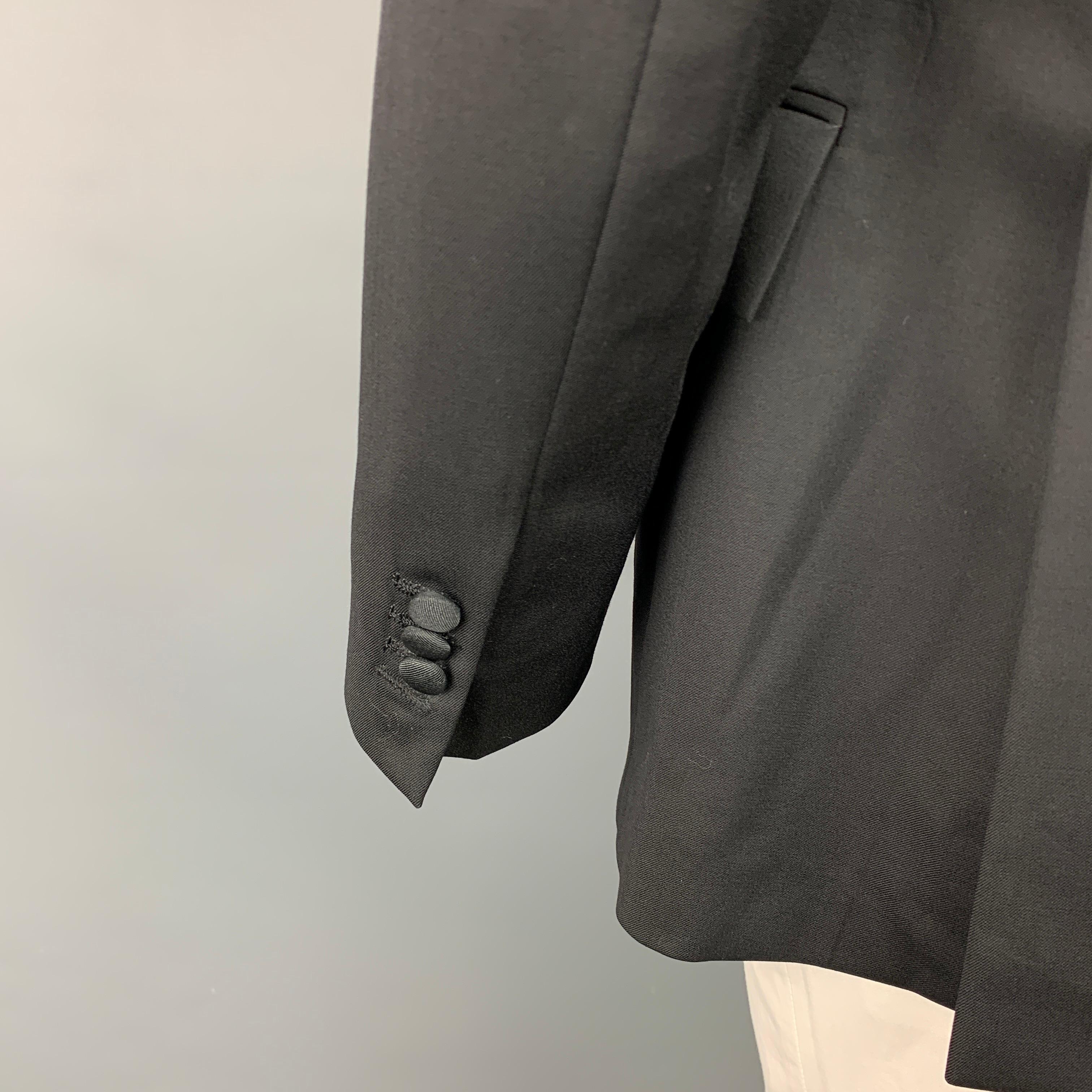 TODD SNYDER Size 44 Long Black Wool Peak Lapel Sport Coat In Good Condition In San Francisco, CA