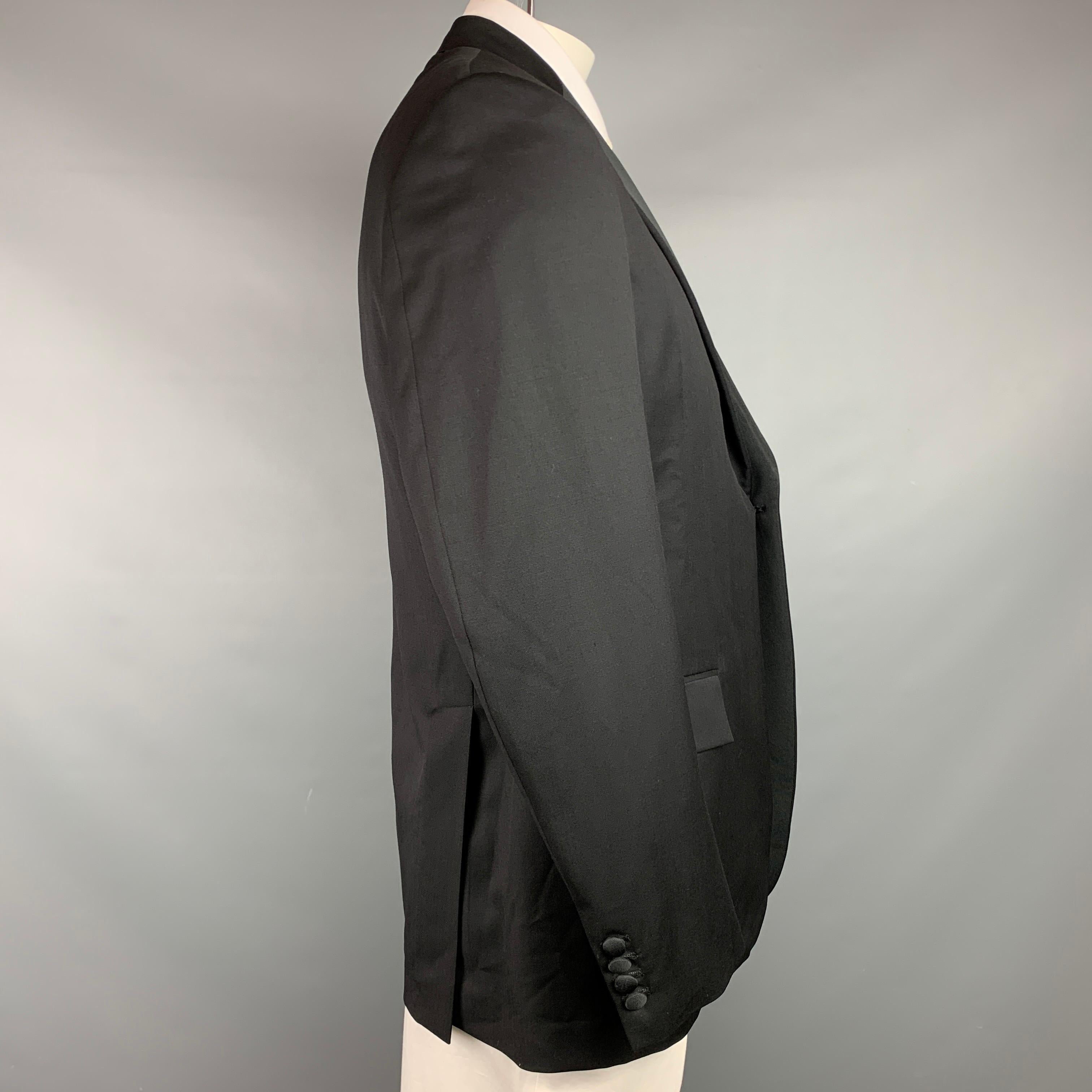 Men's TODD SNYDER Size 44 Long Black Wool Peak Lapel Sport Coat