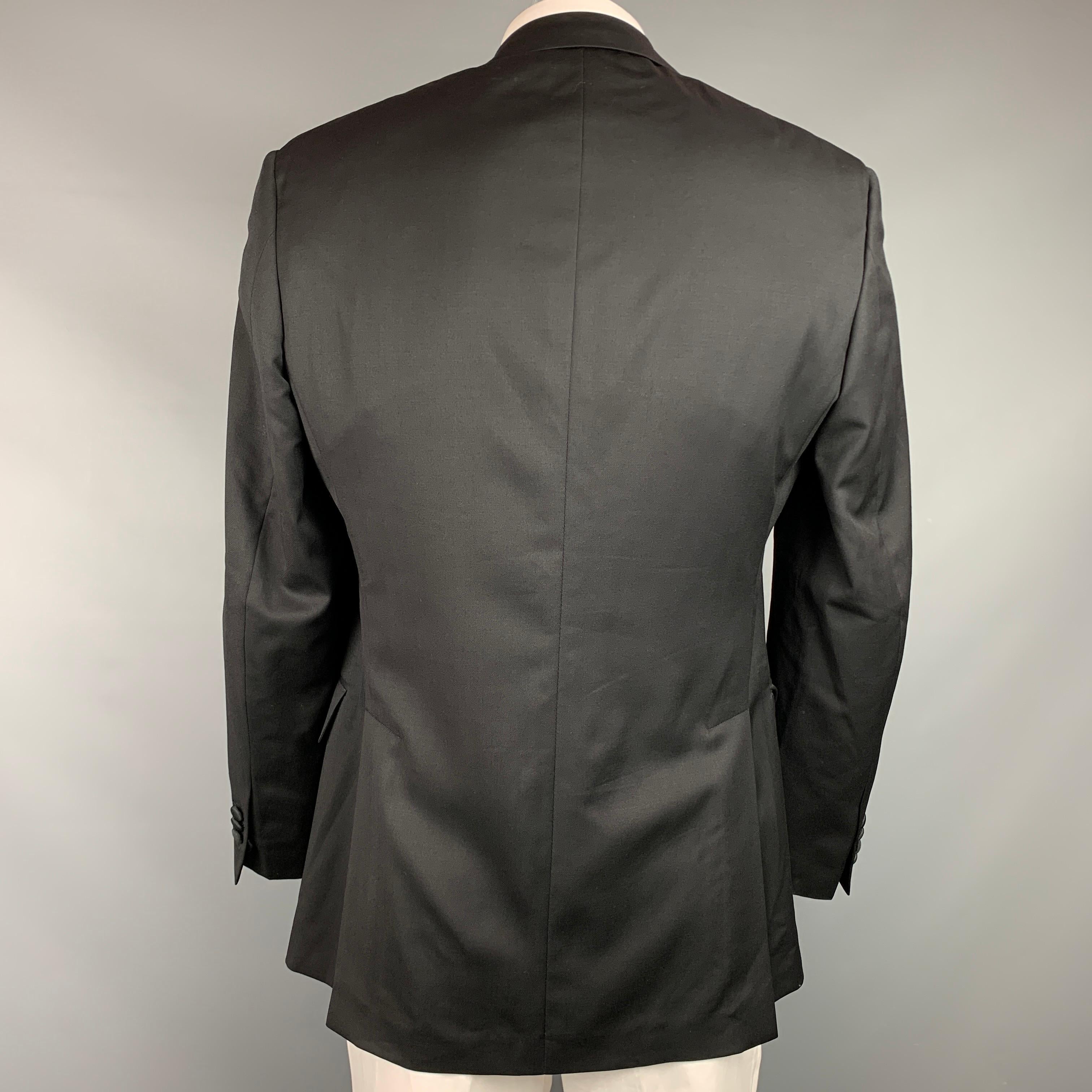 TODD SNYDER Size 44 Long Black Wool Peak Lapel Sport Coat 1