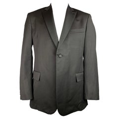 TODD SNYDER Size 44 Long Black Wool Peak Lapel Sport Coat