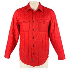 TODD SNYDER Size M Red Quilted Nylon Shirt Jacket Long Sleeve Shirt