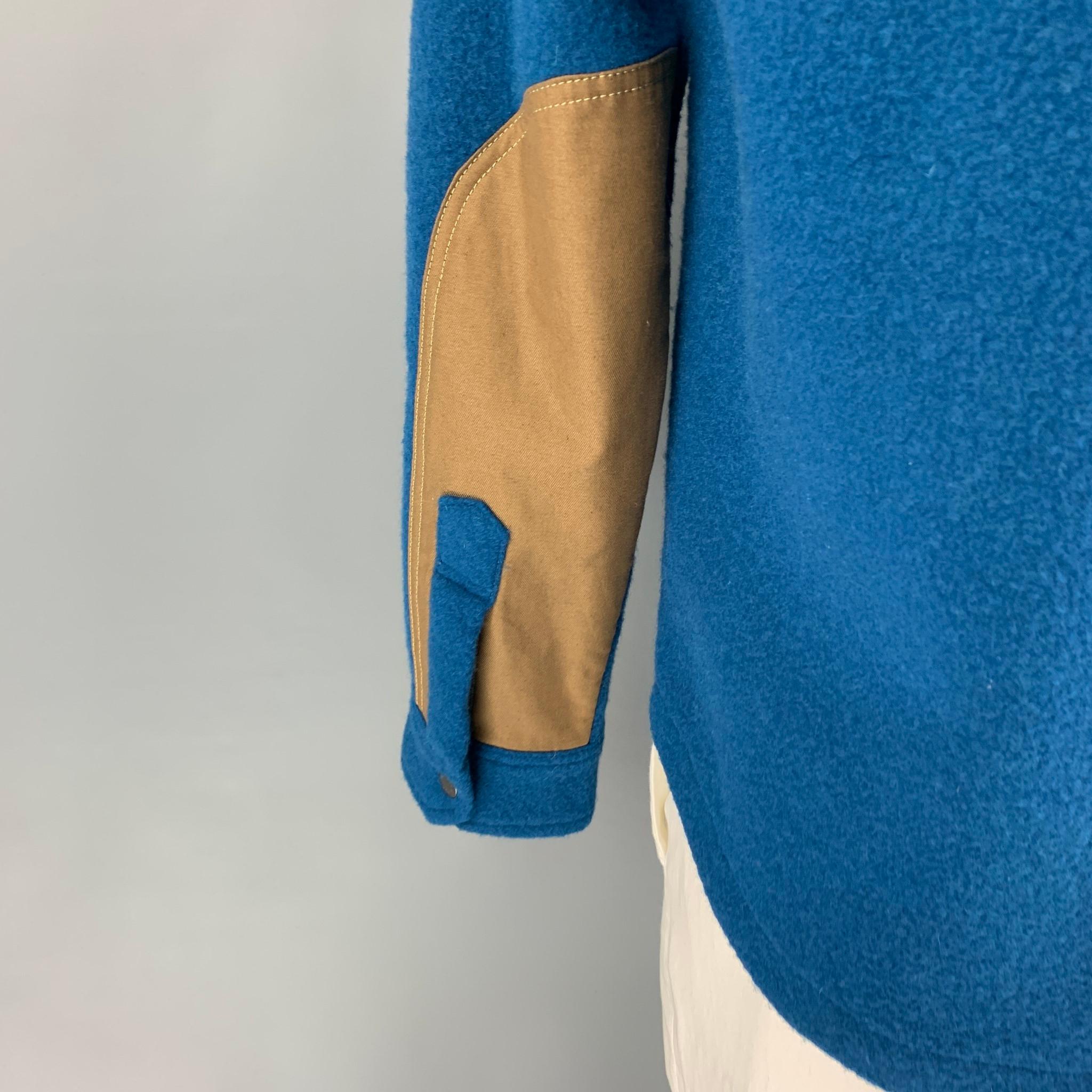 Men's TODD SNYDER x L.L. BEAN Size M Teal Tan Textured Wool / Nylon Shirt Jacket